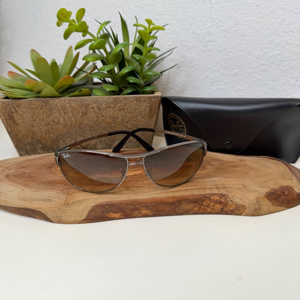 Ray-Ban RB 3342 Warrior Sunglasses Unisex Gunmetal Brown Gradient Wrap 60-12 mm